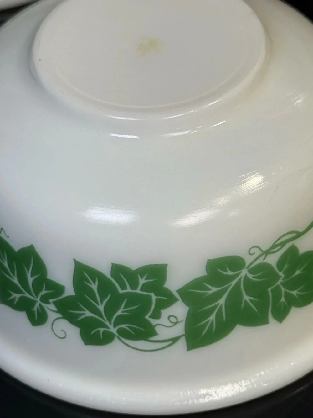 Vintage Hazel Atlas Milk Glass Green Ivy Mixing Bowls 6
